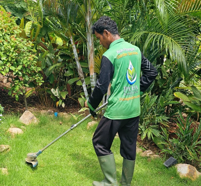 Picha Gardens gardener at work in the garden